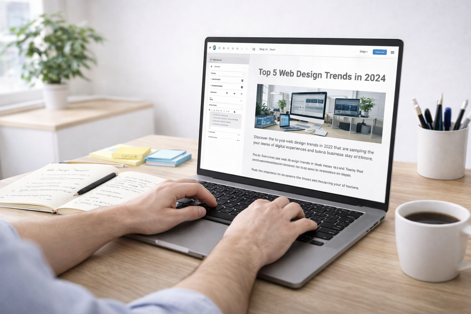 Content writer creating quality content for website blog